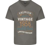 T-Shirt In Cotone V-Neck Vintage Per Il 69° Compleanno Del 1956