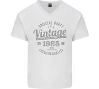 T-Shirt In Cotone Vintage Anno 40 Compleanno 1985 Uomo V-Neck