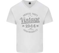 T-Shirt In Cotone Vintage Anno 81 Compleanno 1944 Uomo V-Neck