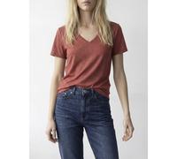 T-shirt in jersey, collo effetto lucido Rosa XL Tinta unita