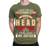 T-shirt In My Head Im Playing A Guitar Music Funny Musical da uomo donna #TA-89