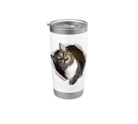 T-shirt in tessuto strappato con gattino dolce unico e alla moda per amanti dei gatti Bicchiere termico in acciaio inox doppia parete