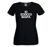 T-shirt Io Scioccobasita nera donna taglio femminile 100% cotone sciocco basita