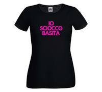 T-shirt Io Scioccobasita nera donna taglio femminile 100% cotone sciocco basita