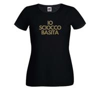 T-shirt Io Scioccobasita nera donna taglio femminile 100% cotone sciocco basita