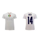 T-shirt Italia Maglia Chiesa 14 azzurri Federico Bianca Away