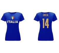 T-shirt Italia Maglia Italia Chiesa Donna azzurri Lady oro 14