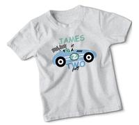 T-shirt James Is Two Fast Racing Car secondo compleanno ragazzo età due