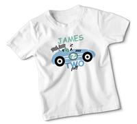 T-shirt James Is Two Fast Racing Car secondo compleanno ragazzo età due
