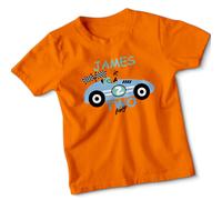 T-shirt James Is Two Fast Racing Car secondo compleanno ragazzo età due