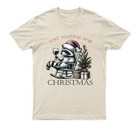 T-shirt Just Waiting For Christmas unisex regalo retrò divertente donna...