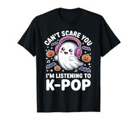 T-Shirt K-Pop Halloween - Ghost Listening to K-Pop Fandom Maglietta