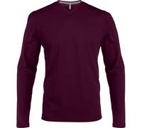 T-shirt Kariban Col V manches longues Rouge L