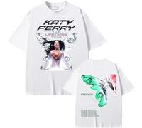 T-Shirt Katy Singer Perry Tour Album T-Shirt Uomo E Donna Vintage Moda Cotone Manica Corta Harajuku Hip Hop Oversize Manica Corta XS-3XL-White||s