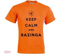 T-Shirt Keep Calm and Bazinga - The big bang theory Uomo-Donna Bianca-Colorata