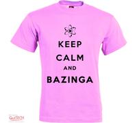 T-Shirt Keep Calm and Bazinga - The big bang theory Uomo-Donna Bianca-Colorata