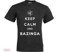 T-Shirt Keep Calm and Bazinga - The big bang theory Uomo-Donna Bianca-Colorata