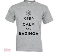 T-Shirt Keep Calm and Bazinga - The big bang theory Uomo-Donna Bianca-Colorata