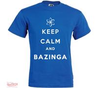 T-Shirt Keep Calm and Bazinga - The big bang theory Uomo-Donna Bianca-Colorata