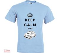 T-Shirt Keep Calm and Fiat Auto 500 Abarth Maglietta Uomo-Donna Bianca-Colorata