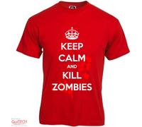 T-Shirt Keep Calm and Kill Zombies Maglietta Uomo-Donna Bianca-Colorata