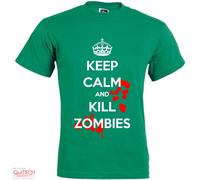 T-Shirt Keep Calm and Kill Zombies Maglietta Uomo-Donna Bianca-Colorata