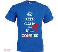 T-Shirt Keep Calm and Kill Zombies Maglietta Uomo-Donna Bianca-Colorata