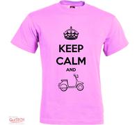 T-Shirt Keep Calm and Vespa Lambretta Moto Maglietta Uomo-Donna Bianca-Colorata