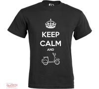 T-Shirt Keep Calm and Vespa Lambretta Moto Maglietta Uomo-Donna Bianca-Colorata