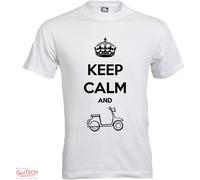 T-Shirt Keep Calm and Vespa Lambretta Moto Maglietta Uomo-Donna Bianca-Colorata