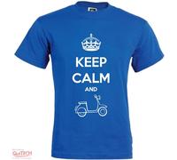 T-Shirt Keep Calm and Vespa Lambretta Moto Maglietta Uomo-Donna Bianca-Colorata