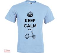 T-Shirt Keep Calm and Vespa Lambretta Moto Maglietta Uomo-Donna Bianca-Colorata
