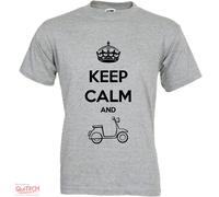 T-Shirt Keep Calm and Vespa Lambretta Moto Maglietta Uomo-Donna Bianca-Colorata