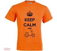 T-Shirt Keep Calm and Vespa Lambretta Moto Maglietta Uomo-Donna Bianca-Colorata
