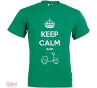 T-Shirt Keep Calm and Vespa Lambretta Moto Maglietta Uomo-Donna Bianca-Colorata
