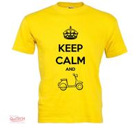 T-Shirt Keep Calm and Vespa Lambretta Moto Maglietta Uomo-Donna Bianca-Colorata