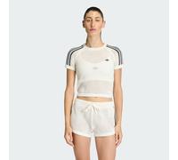 adidas Originals - T-shirt in maglia all'uncinetto bianco sporco 2XS