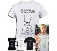 T-shirt KURT COBAIN Hi, How are you daniel johnston grunge uomo donna maglietta