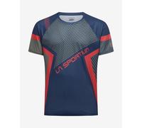 La Sportiva - T-shirt da running leggero e traspirante - Flow T-Shirt M Mountain Red/Cypress per Uomo in Poliestere Riciclato - Taglia S - Blu navy