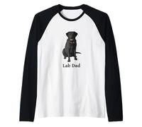 T-Shirt Lab Dad Labrador Retriever Nera Maglia con Maniche Raglan
