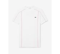 T-shirt Lacoste Ultra Dry Trim Accent Sport bianca rosa - M