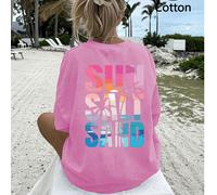 T-shirt larghe da donna con stampe "SUN", "SALT" e "SAND", top estivi, serie K-Pop warrior, top in puro cotone, abbigliamento da donna, abbigliamento estivo da donna, maglieria, abiti da festa, abbigl