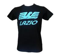 T-Shirt Lazio Maglia Nera con Aquila Azzurra di Cotone Idea Regalo per Veri Tifosi Laziali Taglie da Uomo (XS)
