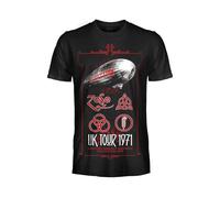 T-Shirt Led Zeppelin ufficiale maglia maglietta originale nera Rock UK Tour 1971