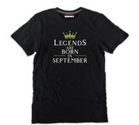T-SHIRT LEGENDS ARE BORN IN mese Regalo Simpatico Compleanno nera uomo o bimbo
