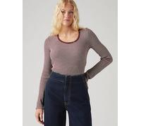T shirt Levi's® Dry Goods a nido d’ape a manica lunga Rosso / End On End Stripe Burgundy levi > clothing > women