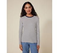 T-shirt L'Iconique a manica lunga in cotone rigato donna bianco MARSHMALLOW,blu SMOKING M