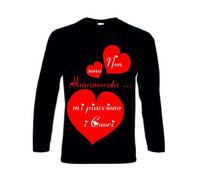 T-shirt lunga nera bianca donna scritta NON SONO INNAMORATA MI PIACCIONO CUORI