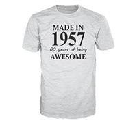 T-shirt Made in 1956 60th Birthday Anniversary Funny (S, Ash Grey)