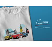 T-SHIRT MAGLIA AUTO AUSTIN MINI MOKE, CLUBMAN TRAVELLER e METRO in LONDON
